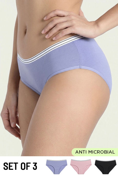 Buy Zivame Low Rise Full Coverage Hipster Panty (Pack of 3) - Multicolor